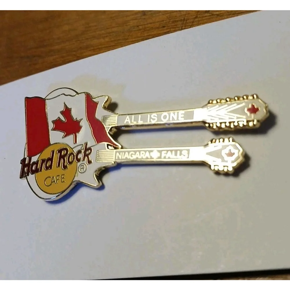 Vintage Hard Rock Cafe Toronto Guitar Pin Canadian Flag